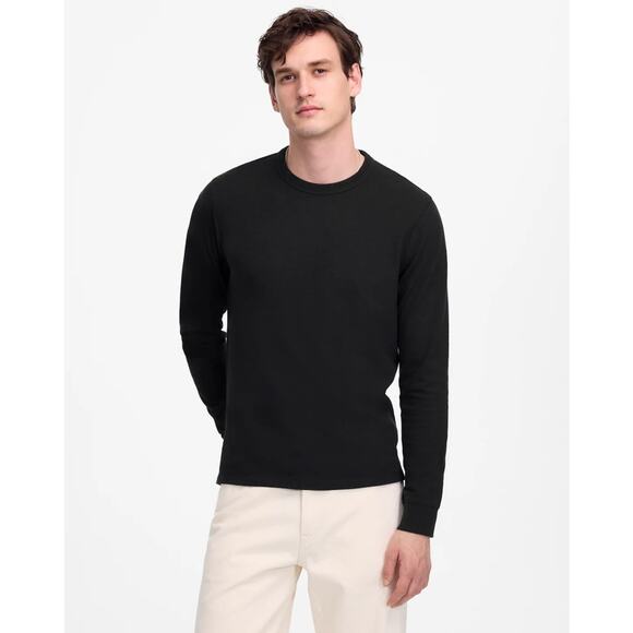 Madewell Heavyweight Slub Cotton Long-Sleeve Tee Mens L Black Crewneck Pullover - Picture 1 of 7